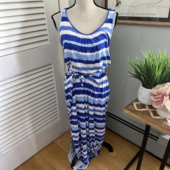 VINEYARD VINES Womens Dress Small Blue Striped Maxi Beach Cover Up Summer Preppy - Picture 1 of 11
